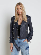 Billie Belted Leather Jacket in Midnight