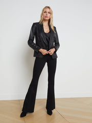 Kenzie Leather Blazer in Black/Black