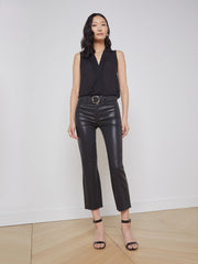 Kendra Coated Cropped Flared Crop Jean in Noir Coated