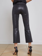 Kendra Coated Cropped Flared Crop Jean in Noir Coated