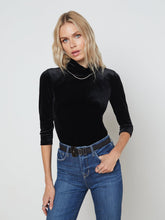 Aja 3/4 Sleeve Velvet Turtleneck in Black