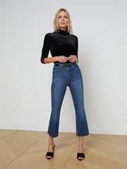 Aja 3/4 Sleeve Velvet Turtleneck in Black