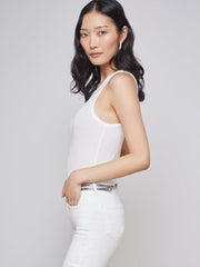 Nia Ribbed Racerback Tank in White