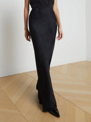Zeta Maxi Skirt – Chic, Minimalist Satin Skirt in Black