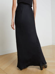 Zeta Maxi Skirt – Chic, Minimalist Satin Skirt in Black
