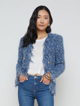Azure Fringe Cardigan Blazer in Blue Multi