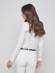 Tess Long Sleeve Tee in White Micro Modal