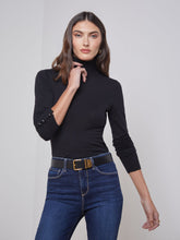 Flora Long Sleeve Turtleneck in Black/Black