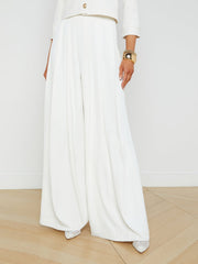 Nova Pleated Wide-Leg Pant in Ivory