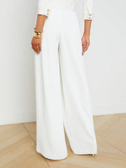 Nova Pleated Wide-Leg Pant in Ivory