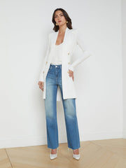 Noe Double-Breasted Cardigan in White