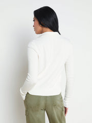 Sterling Long Sleeve Sweater in Ivory/Jewel Button