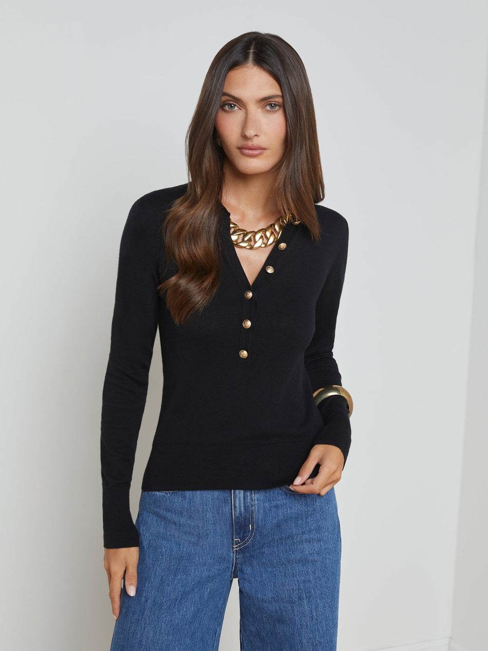 Sterling Long Sleeve Sweater in Black/Gold