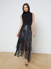 Karolina Fringe Skirt in Black