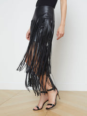 Karolina Fringe Skirt in Black