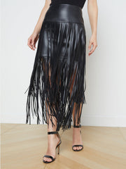 Karolina Fringe Skirt in Black
