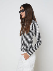 Tess Long Sleeve Tee in Black/White Stripe