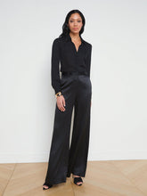 Pilar Silk Wide-Leg Pant in Black