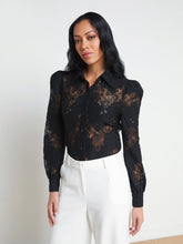 Jenica Puff Sleeve Lace Blouse in Black