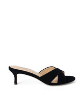 Aveline Kitten-Heel Sandal in Black Suede