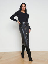 Milann Vegan Leather Skirt in Black