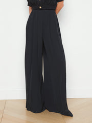 Nova Pleated Wide-Leg Pant in Black