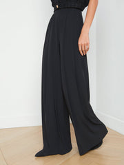 Nova Pleated Wide-Leg Pant in Black