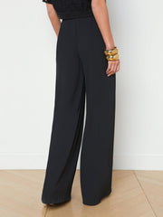Nova Pleated Wide-Leg Pant in Black