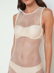Angela Mesh Cover-Up Dress in Champagne