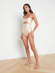 Lily Cut-Out One-Piece Swimsuit in Champagne