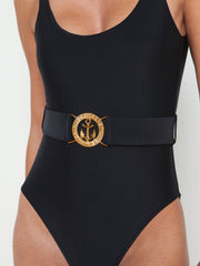 Mila Belted One-Piece Swimsuit in Black