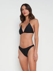 Jean Bikini Bottom in Black/Gold
