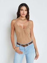 Gelina Ruched Bodysuit in Dark Cappuccino