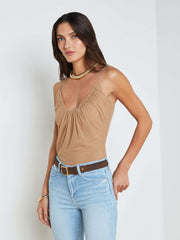 Gelina Ruched Bodysuit in Dark Cappuccino