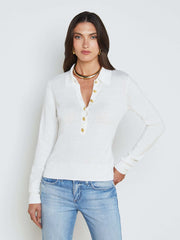Sterling Long Sleeve Sweater in White/Gold