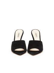 Lolita Suede Open-Toe Mule in Black Suede