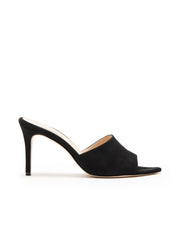 Lolita Suede Open-Toe Mule in Black Suede