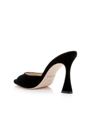Avery Suede Peep-Toe Mule in Black Suede