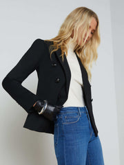Marie Double-Breasted Slim-Fit Blazer in Black
