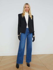 Marie Double-Breasted Slim-Fit Blazer in Black