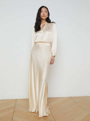 Bianca Long-Sleeve Silk Blouse in Pearl