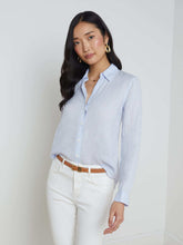 Tyler Long Sleeve Linen Blouse in Cornflower