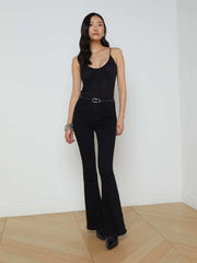 Gelina Ruched Bodysuit in Black