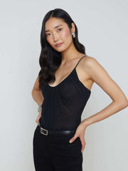 Gelina Ruched Bodysuit in Black