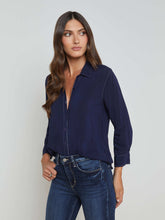 Marlene Blouse in Navy/White Contrast