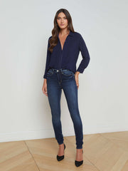 Marlene Blouse in Navy/White Contrast