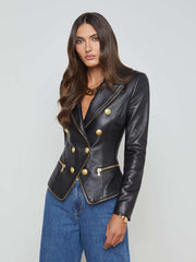 Ottilie Leather Blazer in Black