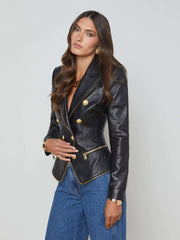 Ottilie Leather Blazer in Black