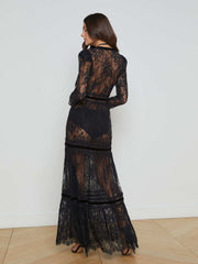 Poe Lace Maxi Dress in Black
