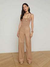 Livvy Leather Straight-Leg Trouser in Cappuccino